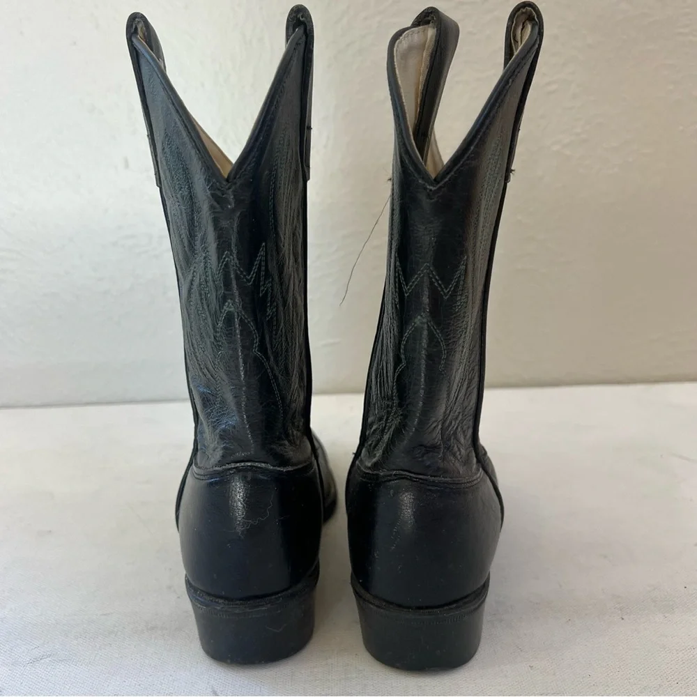 Old West black leather embroidered western boot